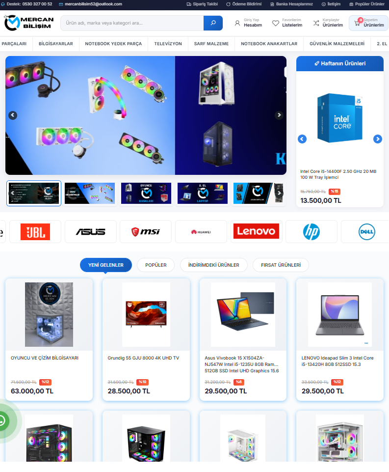 E Ticaret Sitesi 1 - Standart Satış ve Mağaza Bayii Sistemli Site